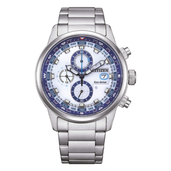 Orologio citizen uomo crono bianco con dettagli blu idea regalo collezione nautic crono CA0860 80A