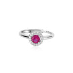 Anello con Rubino Sintetico Tondo e Zirconi Donna Mabina