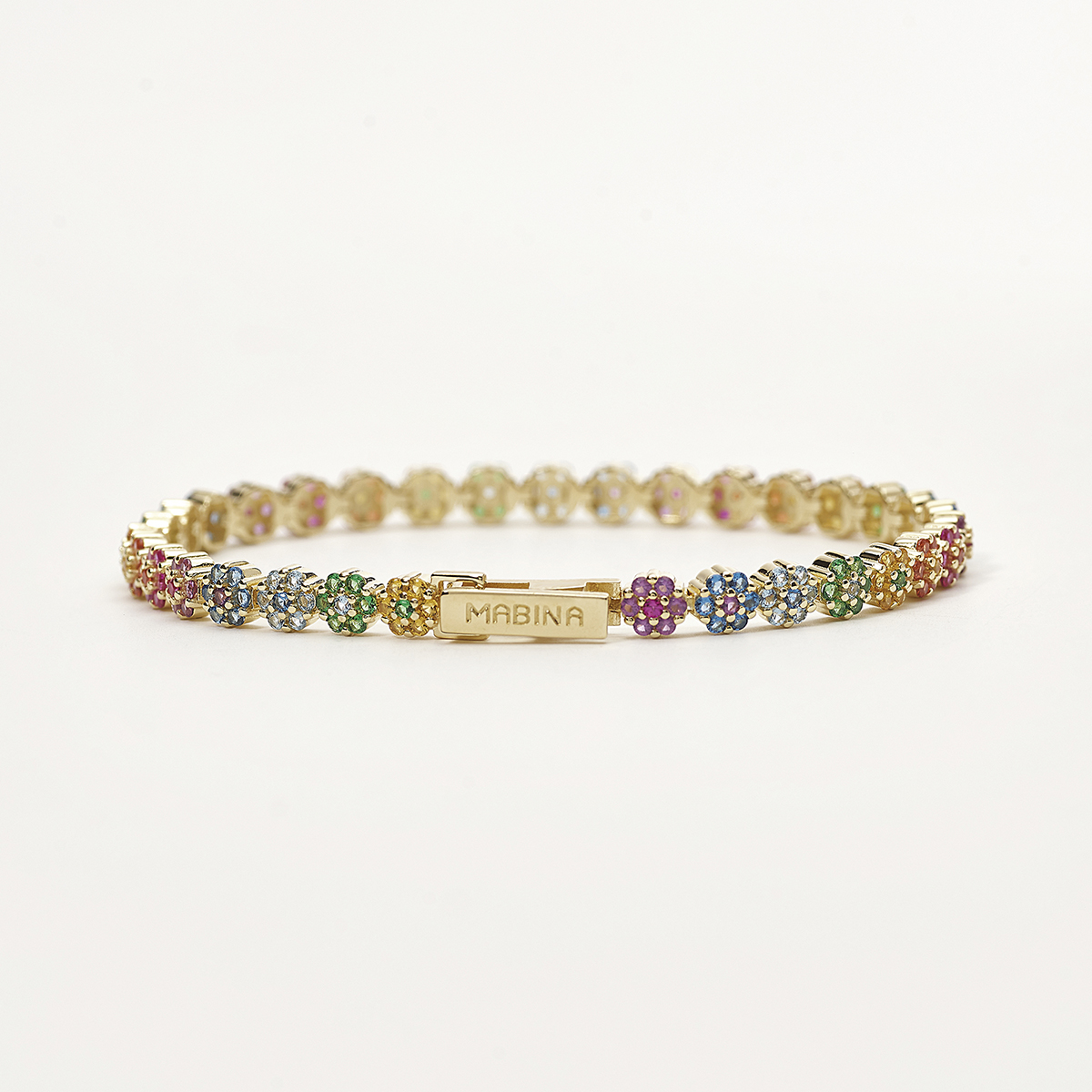 533560-S-M.jpg Bracciale Tennis Dorato Fiore Multicolor Donna Mabina - immagine 1