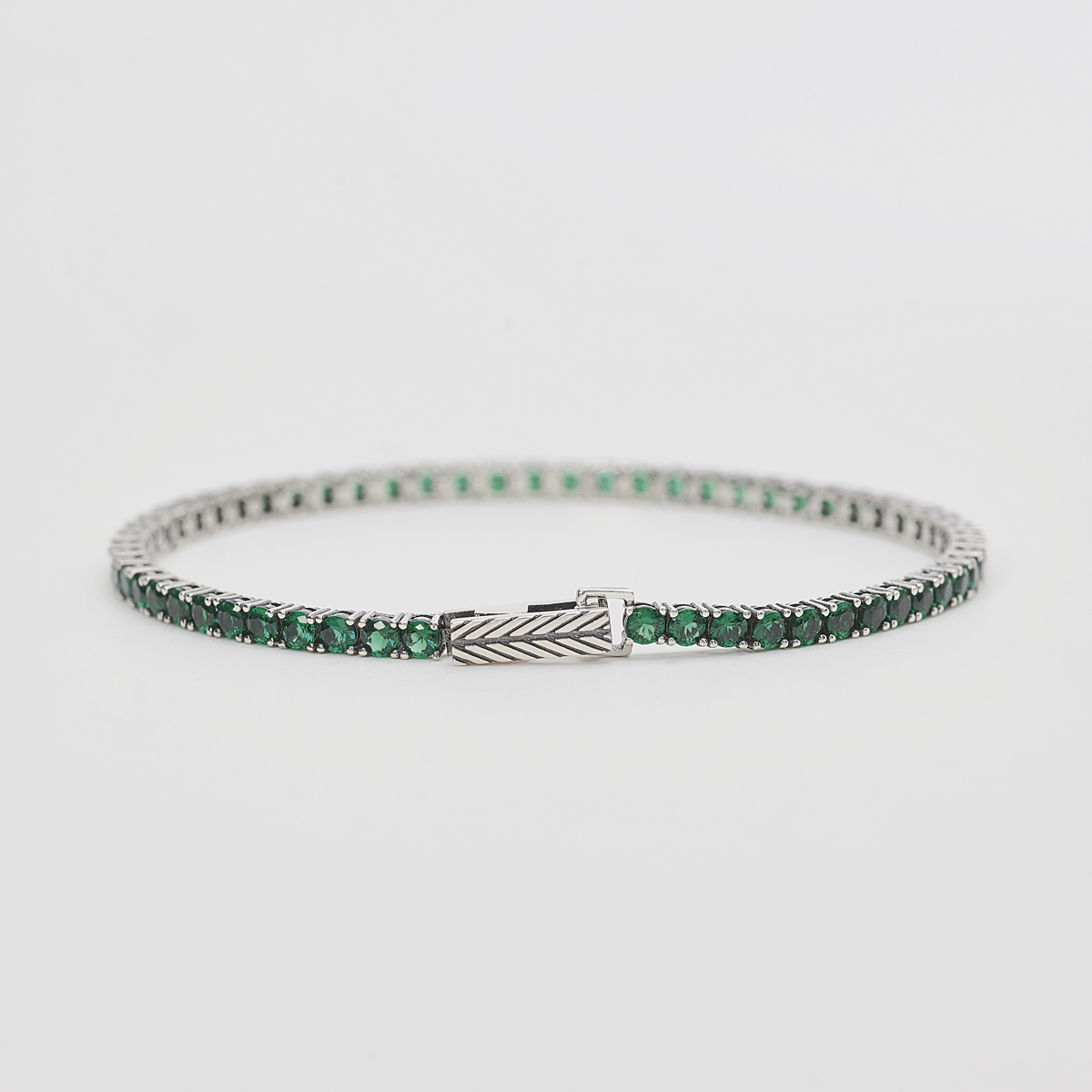 533579-S-M.jpg Bracciale Tennis in Argento con Smeraldi Sintetici Uomo Mabina - immagine 1