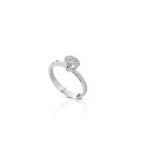 Anello Solitario in oro Bianco e Diamanti 0.10ct con Bimba Rosè Le Bebé