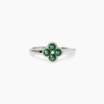 Anello con Fiore Dorato in Zirconi Verdi Donna Mabina