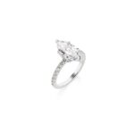 Anello Zircone Taglio Navette con Contorno sul Gambo Argento Donna Amen