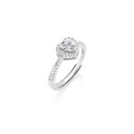 Anello Regolabile Cuore Bianco e Zirconi in Argento Donna Amen