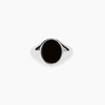 Anello in Argento Ovale con Onice Nero Uomo Mabina