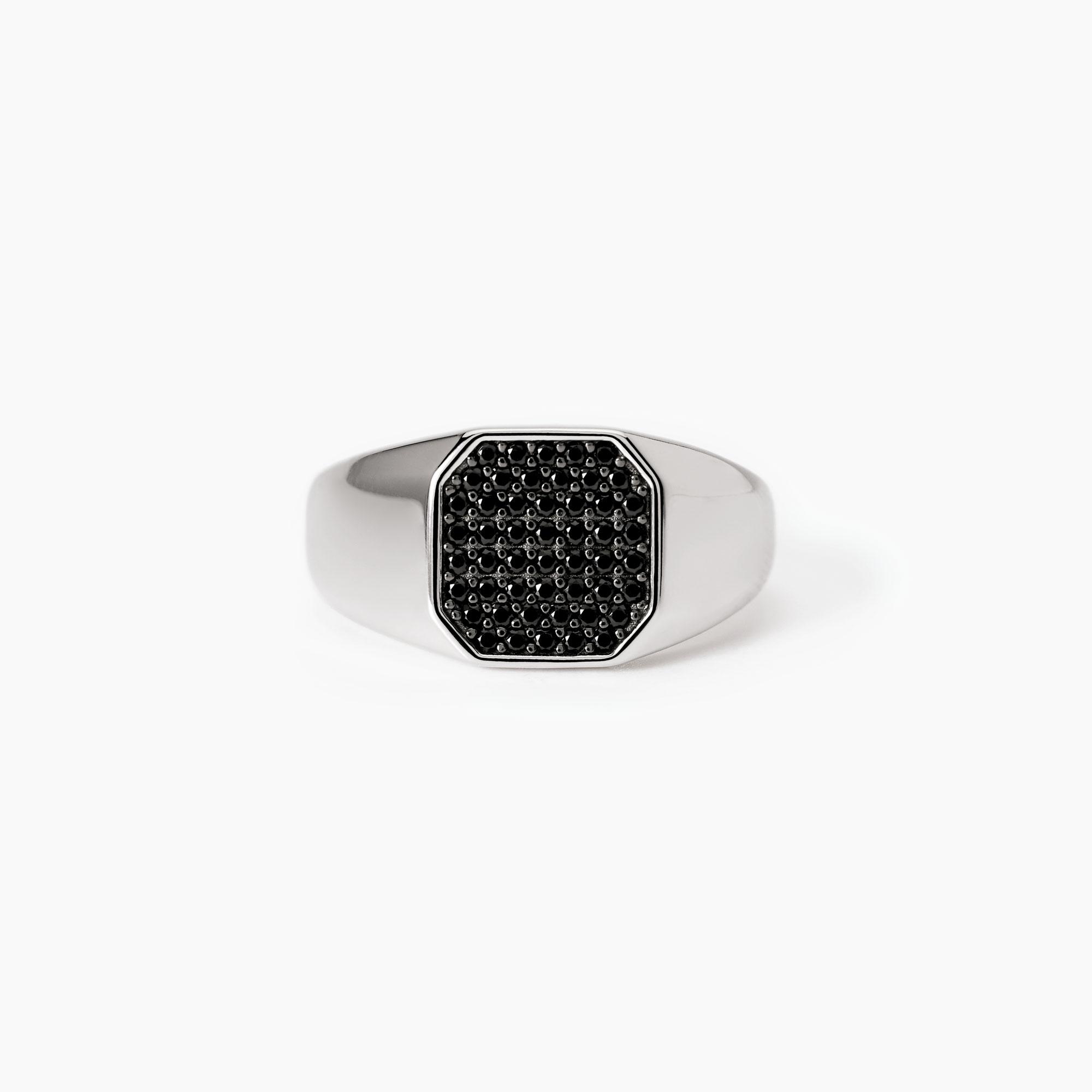 Anello-uomo-regolabile-con-pave-di-zirconi-mabina-523401.jpg Anello Regolabile in Argento con Zirconi Neri Uomo Mabina - immagine 1