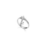 Anello in Oro Bianco Diamante 0.10ct con Bimbo Pendente Le Bebé