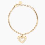 Bracciale in Acciaio Dorato Rolò con Ciondolo Cuore Donna Kidult