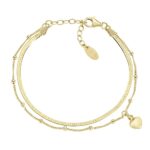 Bracciale Dorato Doppia Maglia con Cuore in Argento Donna Amen