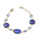 Bracciale in Ottone Dorato con Pietre Blu Donna Sovrani