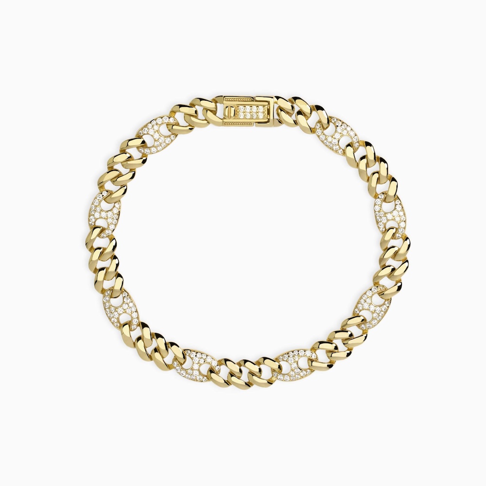 Bracciale-groumette-dorato-donna-mabina-534063.jpg Bracciale in Argento Dorato Groumette e Marine in Zirconi Donna Mabina - immagine 1