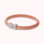 Bracciale in Bronzo Rosè Rigido Maglia PopCorn con Zirconi Donna Bronzallure
