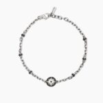 Bracciale in Argento con Rosa dei Venti e Cilindri Bruniti Uomo Mabina
