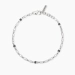 Bracciale in Argento con Elementi Esagonali e Zirconi Neri Centrale Uomo Mabina