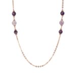 Collana Catena Rolò Bronzo Rosa con Rondelle e Sfere Viola Donna Bronzallure