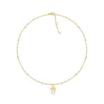 Collana in Oro Giallo con Perle Alternate e Bimbo con Diamantino Le Bebé - Le Perle