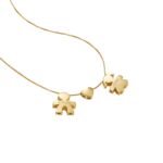 Collana con Ciondolo Bimbo Bimba e Cuore in Oro Giallo 18kt  Le Bebé - I Tesorini