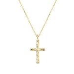 Collana Dorata con Croce Venata in Argento Donna Amen