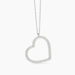 Girocollo con Cuore Grande in Zirconi Bianchi in Argento Donna Mabina