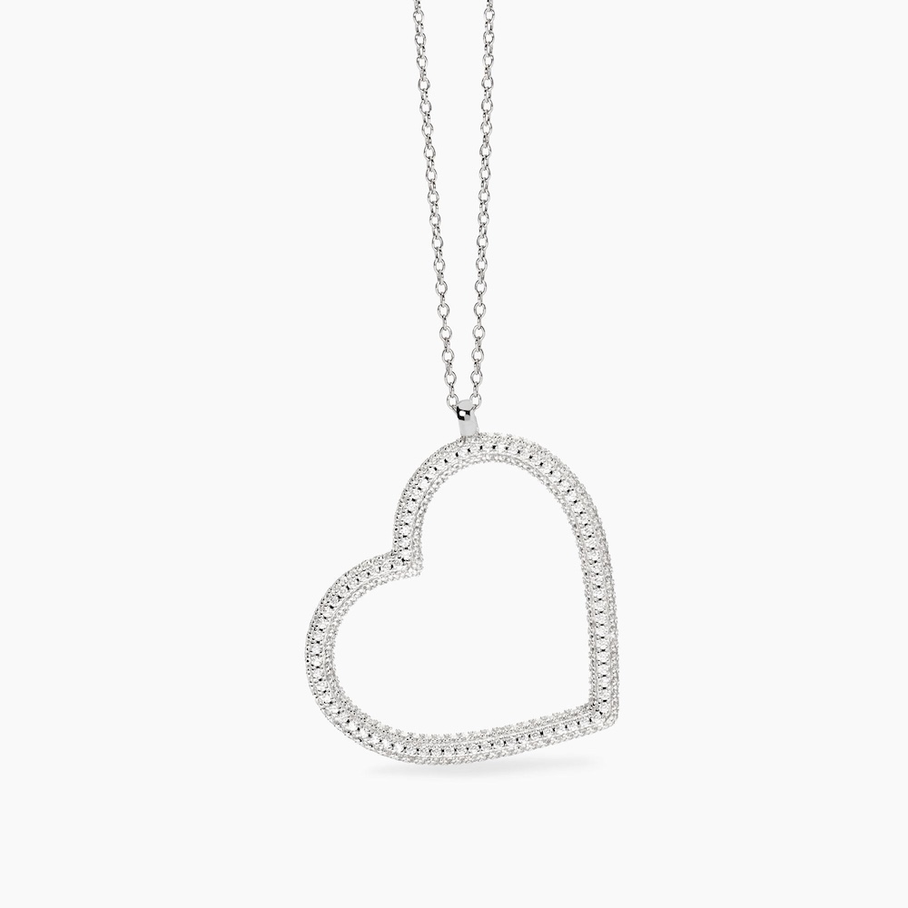 Collana-con-cuore-grande-pendente-in-zirconi-mabina-gioielli-553831.jpg Girocollo con Cuore Grande in Zirconi Bianchi in Argento Donna Mabina - immagine 1