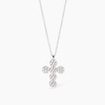 Collana in Argento Croce a Fiore in Zirconi Donna Mabina