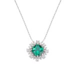Girocollo Zircone Verde Carrè e Zirconi Bianchi in Argento Donna Amen