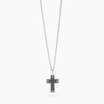 Collana in Acciaio Maglia Groumette con Croce Nera Uomo Kidult