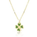 Collana in Oro Giallo Quadrifoglio Verde Bimbi Le Bebé - Fortuna