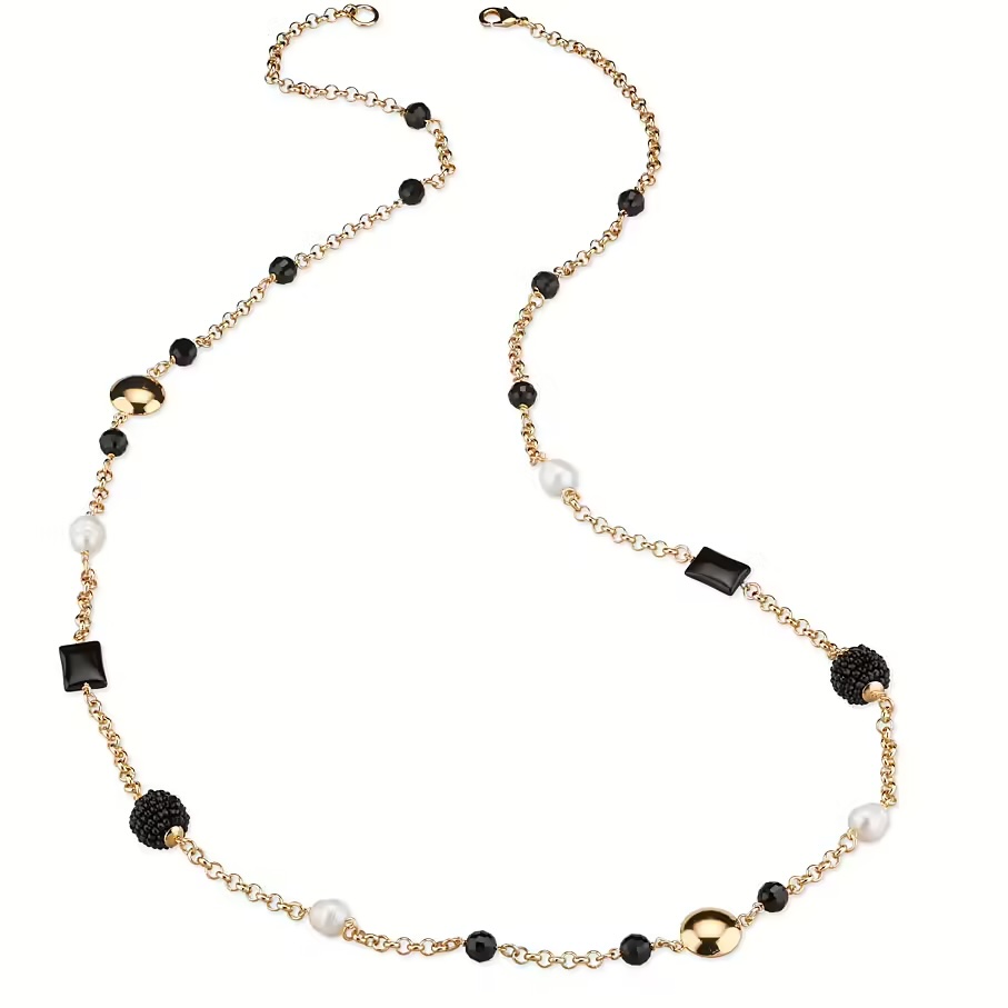Collana-lunga-dorata-da-donna-firmata-sovrani-con-onice-perla-di-fiume-e-cristalli-j10143-1-1.jpg Collana Lunga in Ottone Dorato Occhio di Gatto Grigio Bianco Selenite e Perla Donna Sovrani - immagine 1