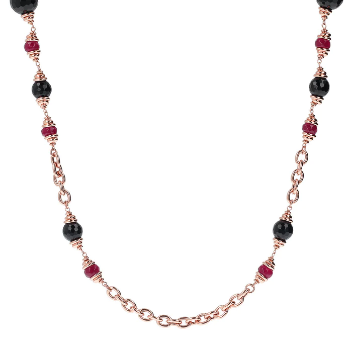 Collana-lunga-rose-bronzallure-con-onice-nero-e-quarzo-rosso-idea-regalo-wsbz01307.webp Collana Lunga Rosè con Onice Nero e Quarzo Rosa Donna Bronzallure - immagine 1