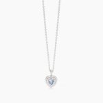 Girocollo con Pendente Cuore Acquamarina e Doppio Contorno in Argento Donna Mabina