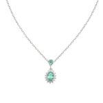 Collana con Ciondolo Lady Kate Zircone Verde Acqua Pendente in Argento Donna Amen