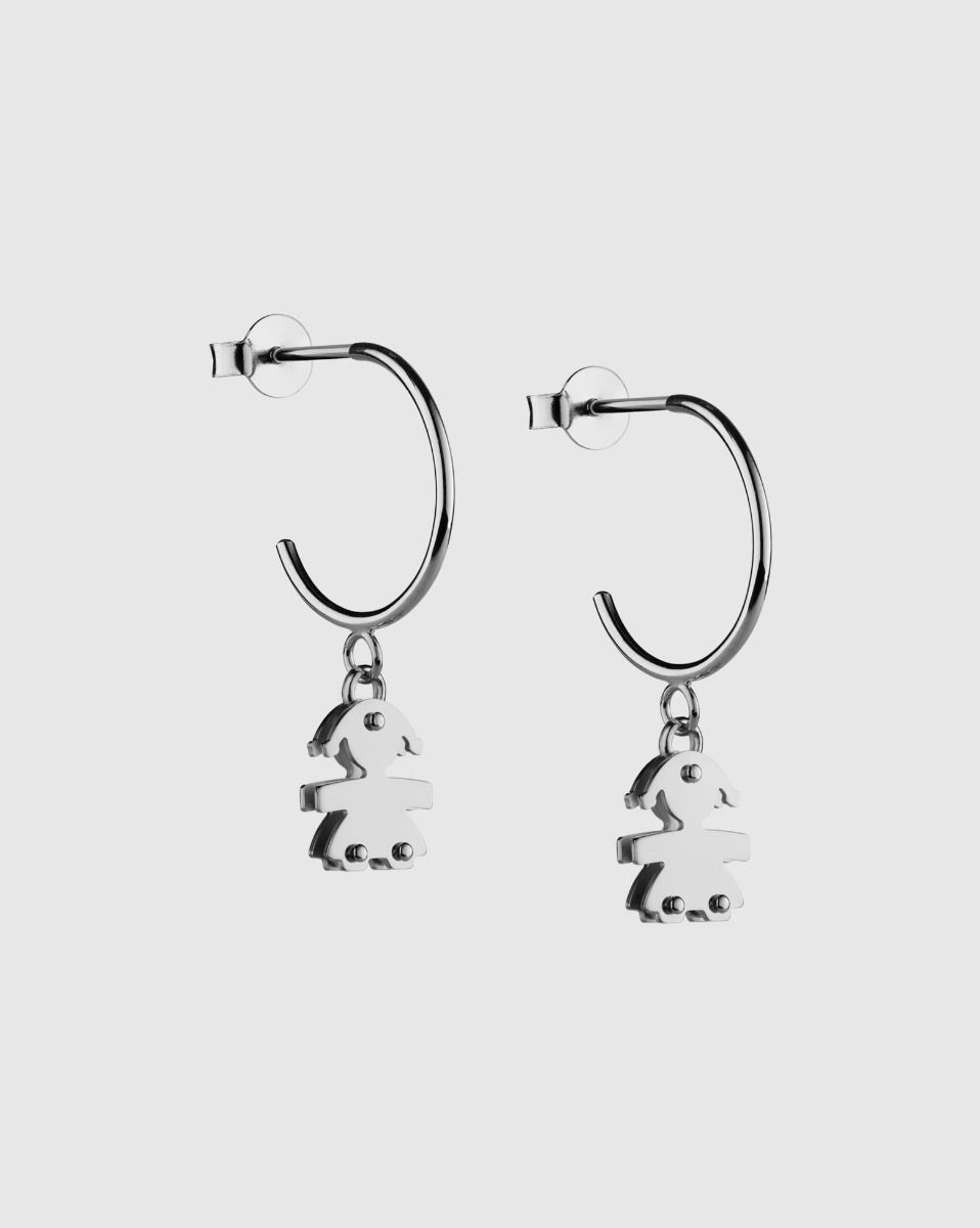 Orecchini-Bimba-Le-Bebe-Semicerchio-in-Oro-Bianco-LBB554.jpg Orecchini Semicerchio con Pendente Bimba Oro Bianco Le Bebè - I Mini - immagine 1