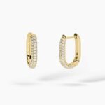 Orecchini Cerchio in Argento Dorato Ovali con Zirconi Donna Mabina