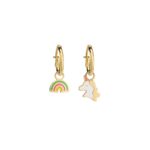 Orecchini Cerchio con Arcobaleno e Unicorno in Oro 9kt Le Bebé - Toys