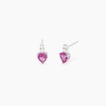 Orecchini Lobo Cuore Rosa con Zirconi Bianchi Donna Mabina