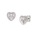 Orecchini a Lobo Cuore Rosa Piccolo Zirconi Argento Donna Amen