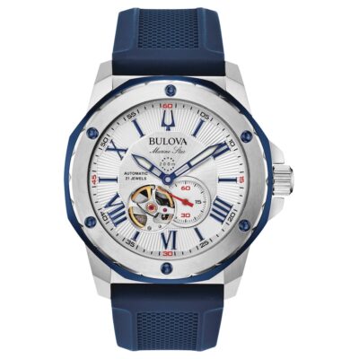 Orologio bulova automatico crono marine stare con cinturino in silicone blu orologio sportivo per lei 98A225
