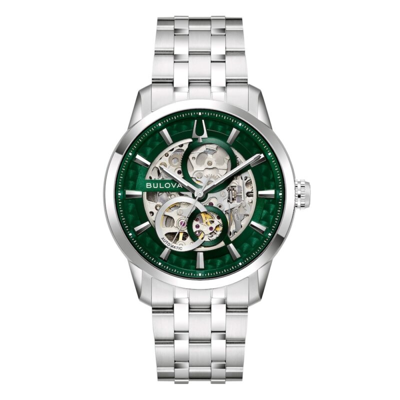 Orologio bulova uomo verde skeleton automatico 96A329