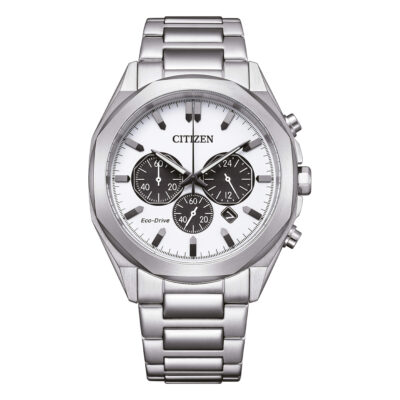 Orologio citizen uomo crono quadrante bianco ottagonale CA4590 81A collezione Crono Metropolitan
