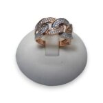 Anello Oro Bianco e Rosè 18kt Treccia in Pavè Donna