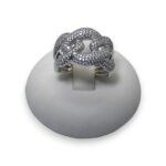 Anello Oro Bianco 18kt Modello Treccia Larga in Pavè Donna