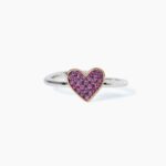 Anello in Argento Bicolore in Pavè di Rubini Sintetici Donna Mabina