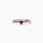 Anello Regolabile con Cuore Piccolo Rosso in Argento Donna Mabina