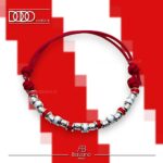 Bracciale BIANCO ROSSO in Cordino Cerato e Pigne in Argento 925 Dodo Mariani