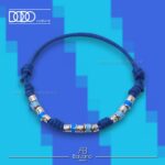 Bracciale CELESTE AZZURRO in Cordino Cerato con Pigne in Argento 925 Dodo Mariani PC03