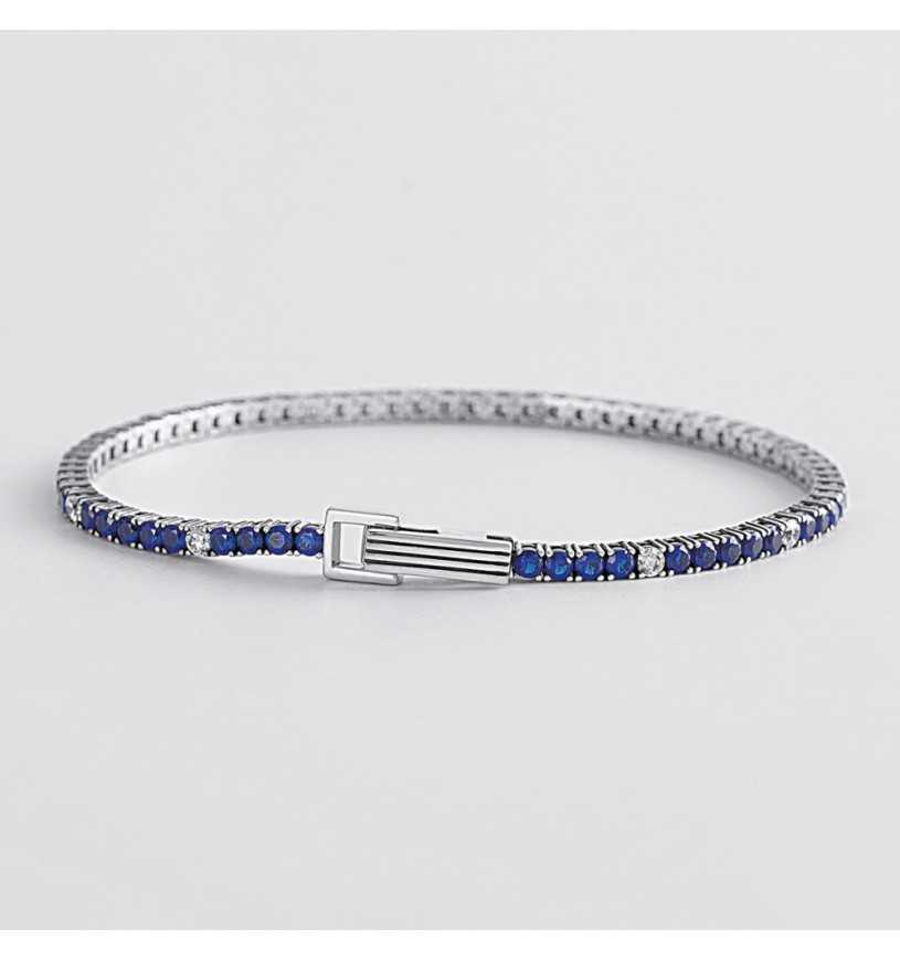 bracciale-mabina-tennis-uomo-533517.jpg Bracciale Tennis con Zirconi Alternati Bianchi e Blu Uomo Mabina - immagine 1