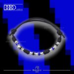 Bracciale NERO AZZURRO in Cotone Cerato e Pigne in Argento 925 Dodo Mariani PC03