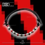 Bracciale ROSSO NERO in Cordino Cerato e Pigne in Argento 925 Dodo Mariani