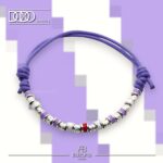 Bracciale VIOLA BIANCO ROSSO in Cordino Cerato con Pigne in Argento 925 Dodo Mariani